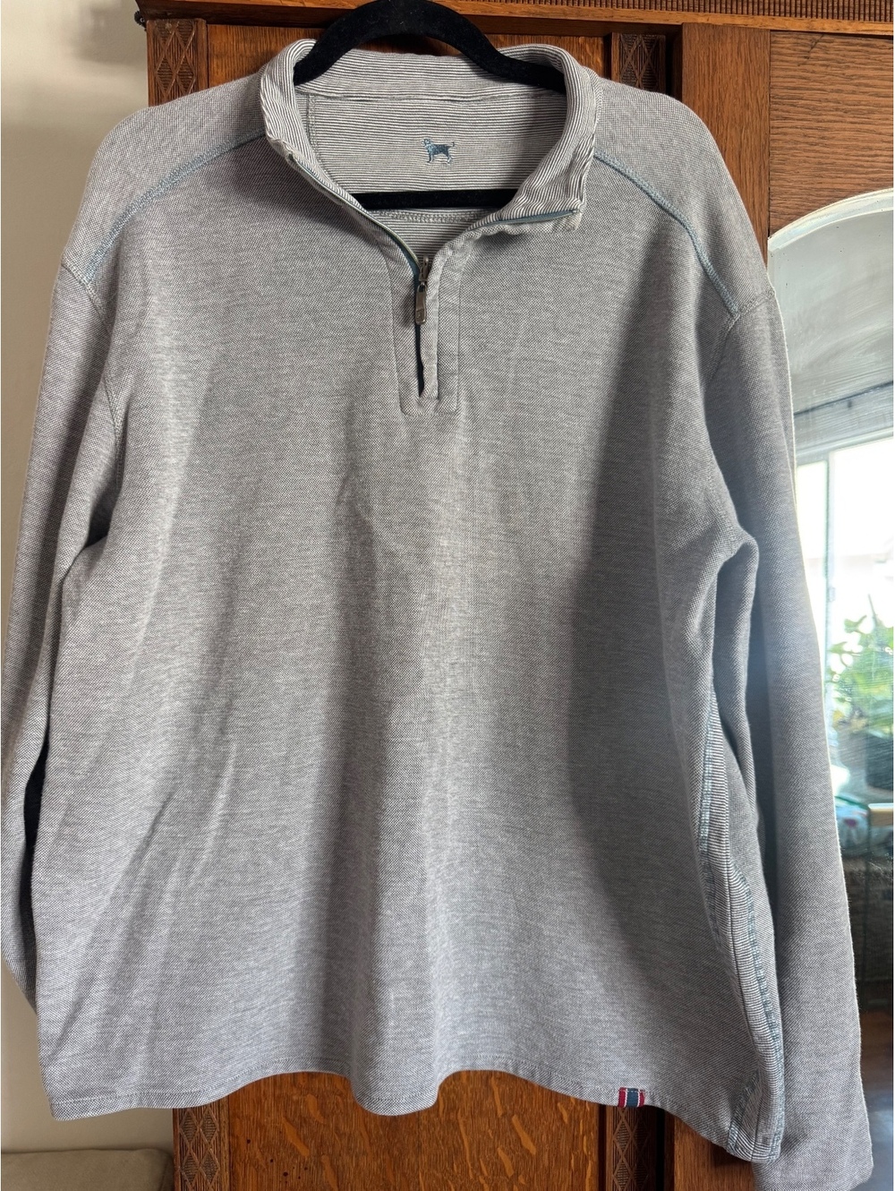 The Black Dog Mens Gray Quarter Zip Pullover Sweater Size XL